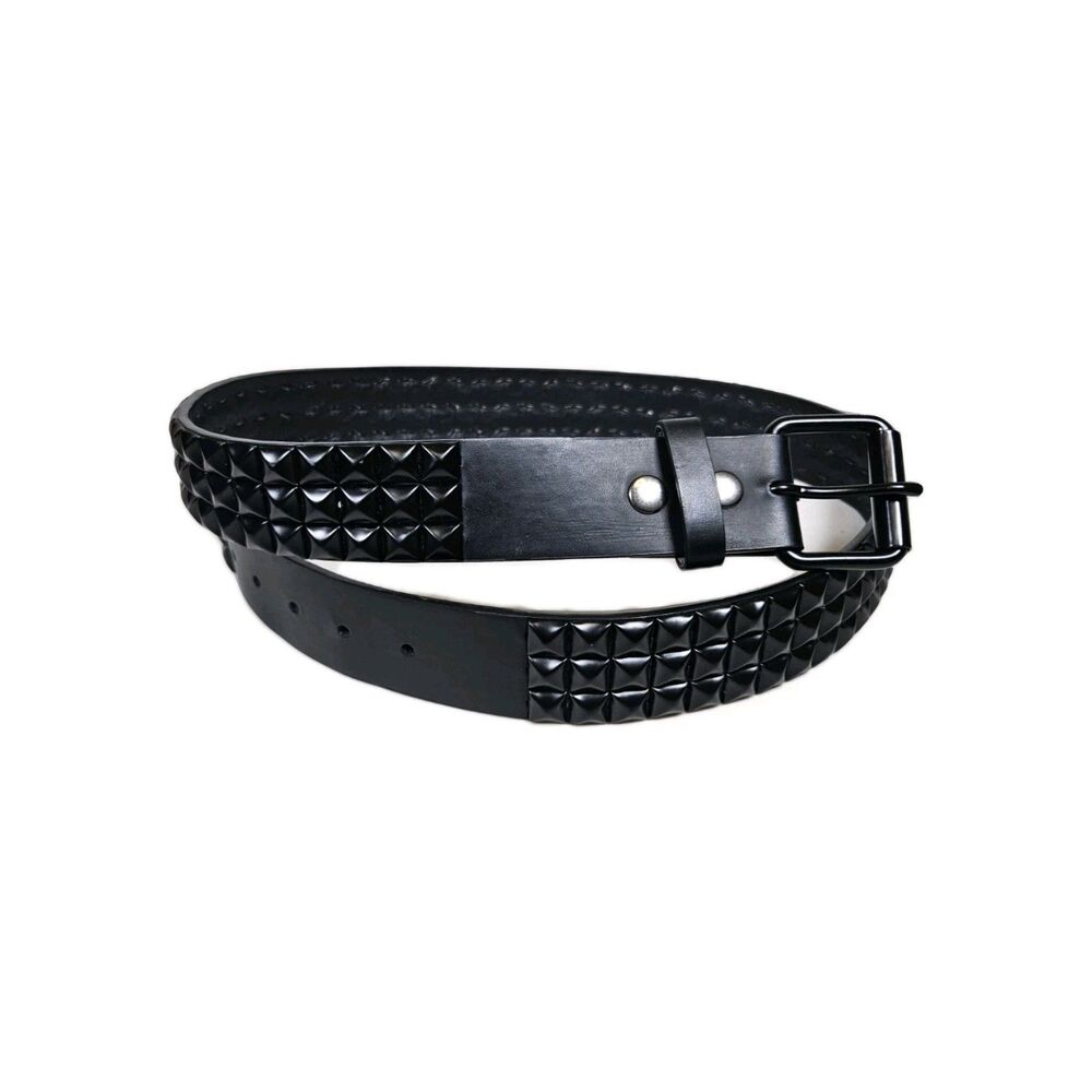 Hot Topic Black Three Row Pyramid Studded Belt Size L 36-38 Goth Punk Emo